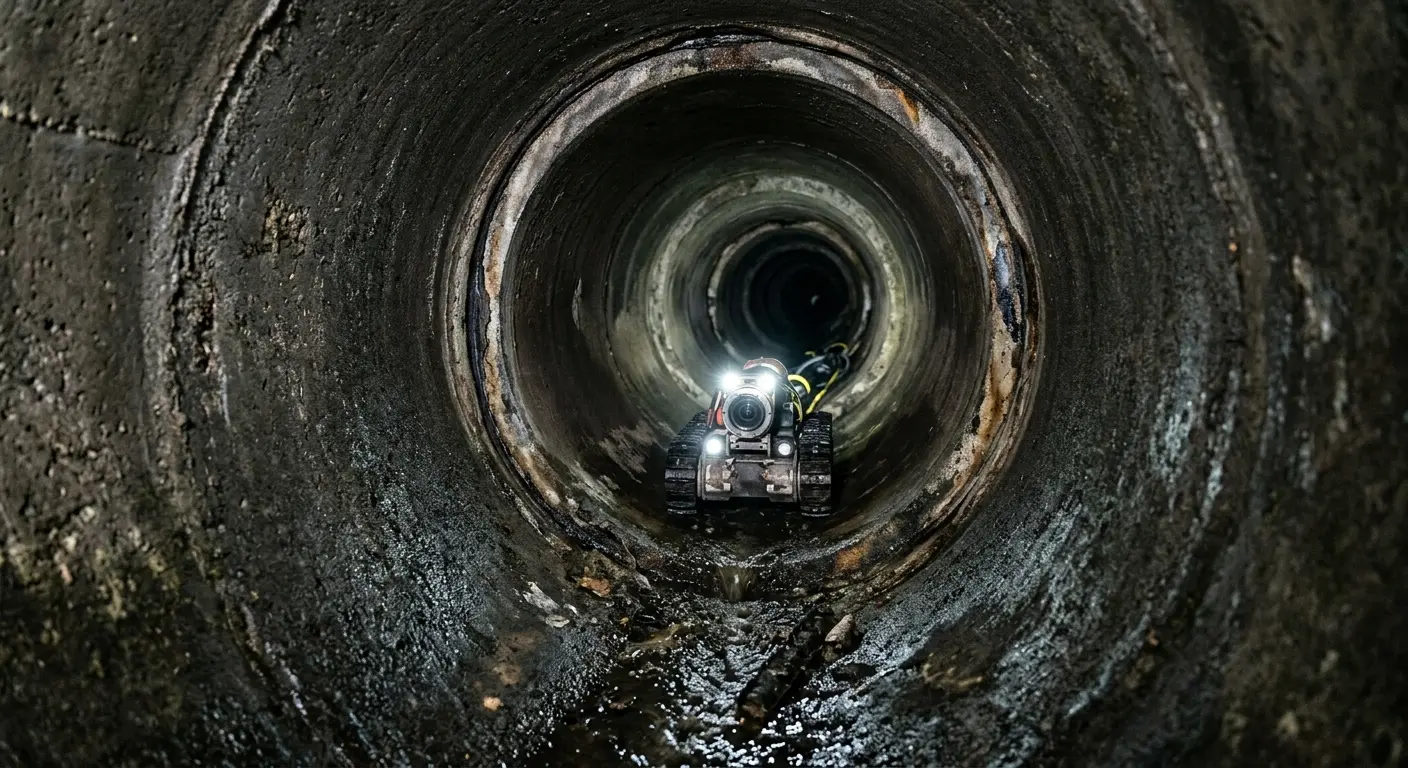 Robotic sewer camera inspecting pipe interior for Drain Snake Service in Shallotte